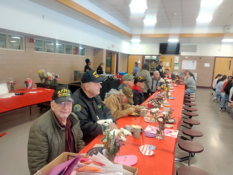 Bailey Middle School student body honors veterans with a Valentines Day breakfast